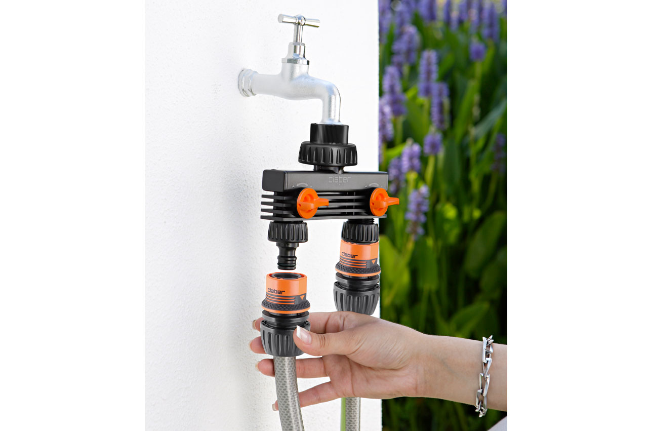 Claber 2-Wege-Verteiler mit 3/4" Innen- und Außengewinde
