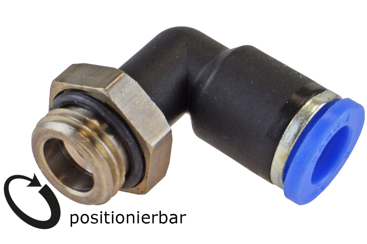 L-Steckverschraubung mittellang mit zylindrischem Außengewinde, Standard