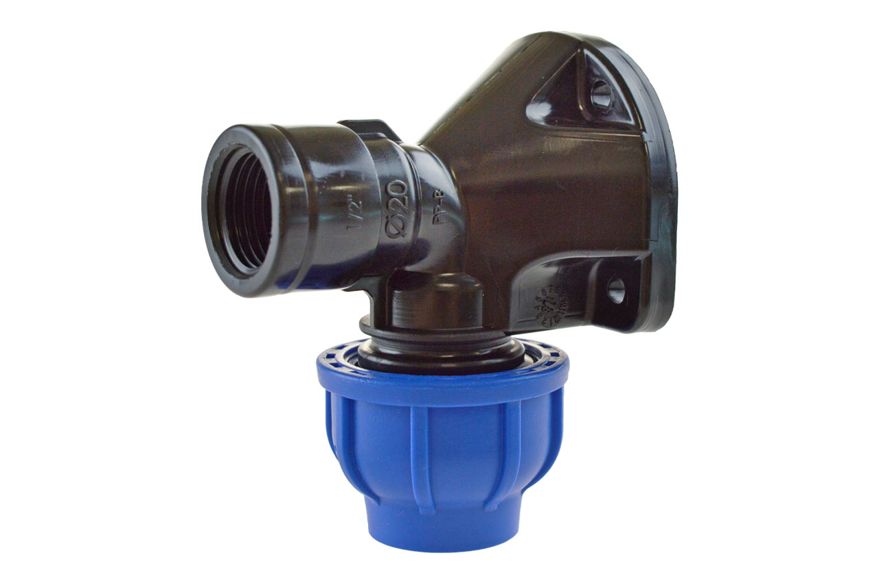 PE Wandscheibe/Wandwinkel 90° mit Innengewinde, DVGW - Connecto™ + Ultra