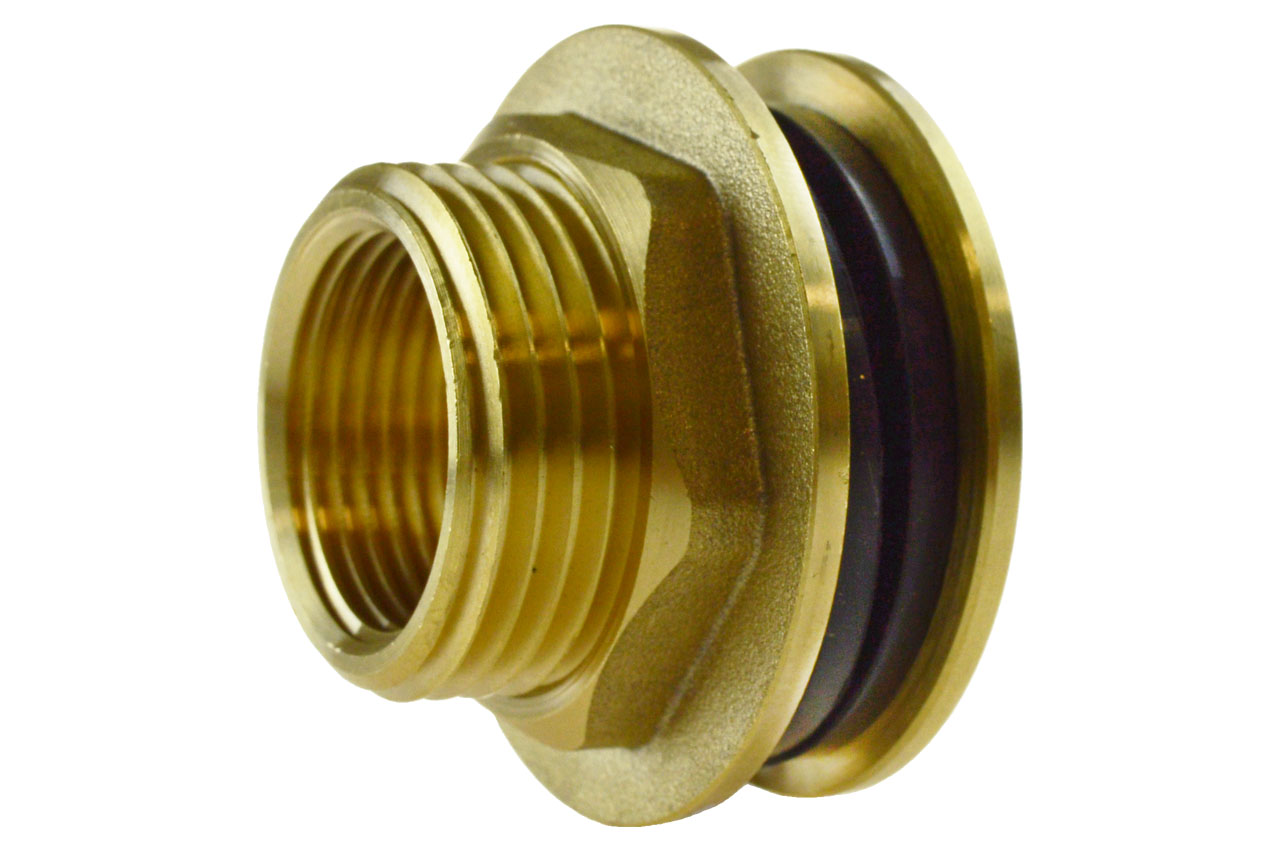 Tankdurchführung / Schottverschraubung aus Messing mit Doppeldichtung