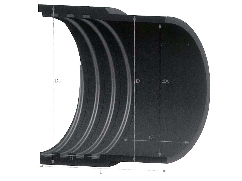 Muffe für Staubsaugerschlauch mit  Bemaßung