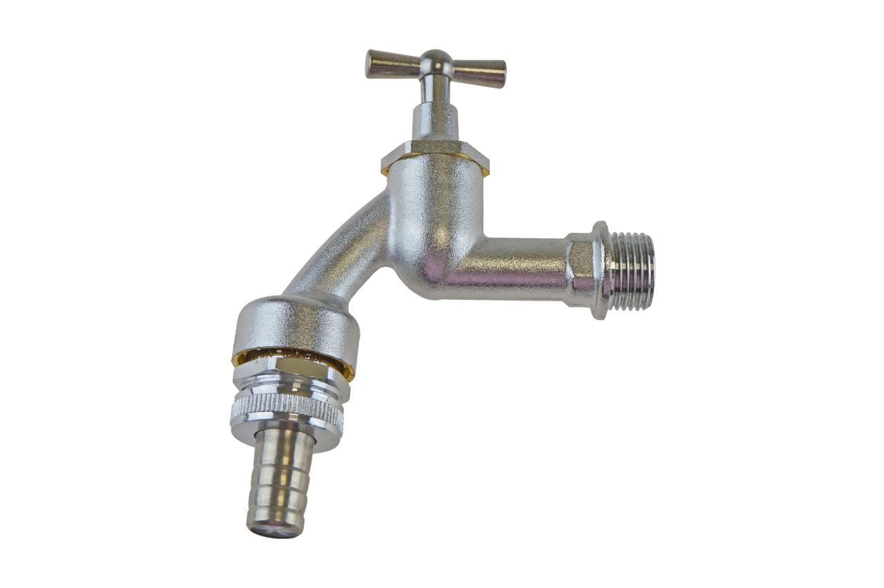 Auslaufventil mit Außengewinde und Rückflussverhinderer, Messing, DVGW
