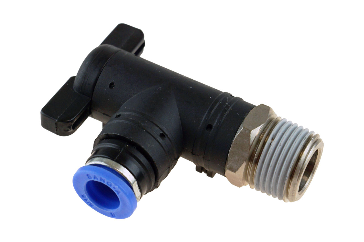 Winkel-Absperrhahn mit Außengewinde und Steckanschluss, Standard