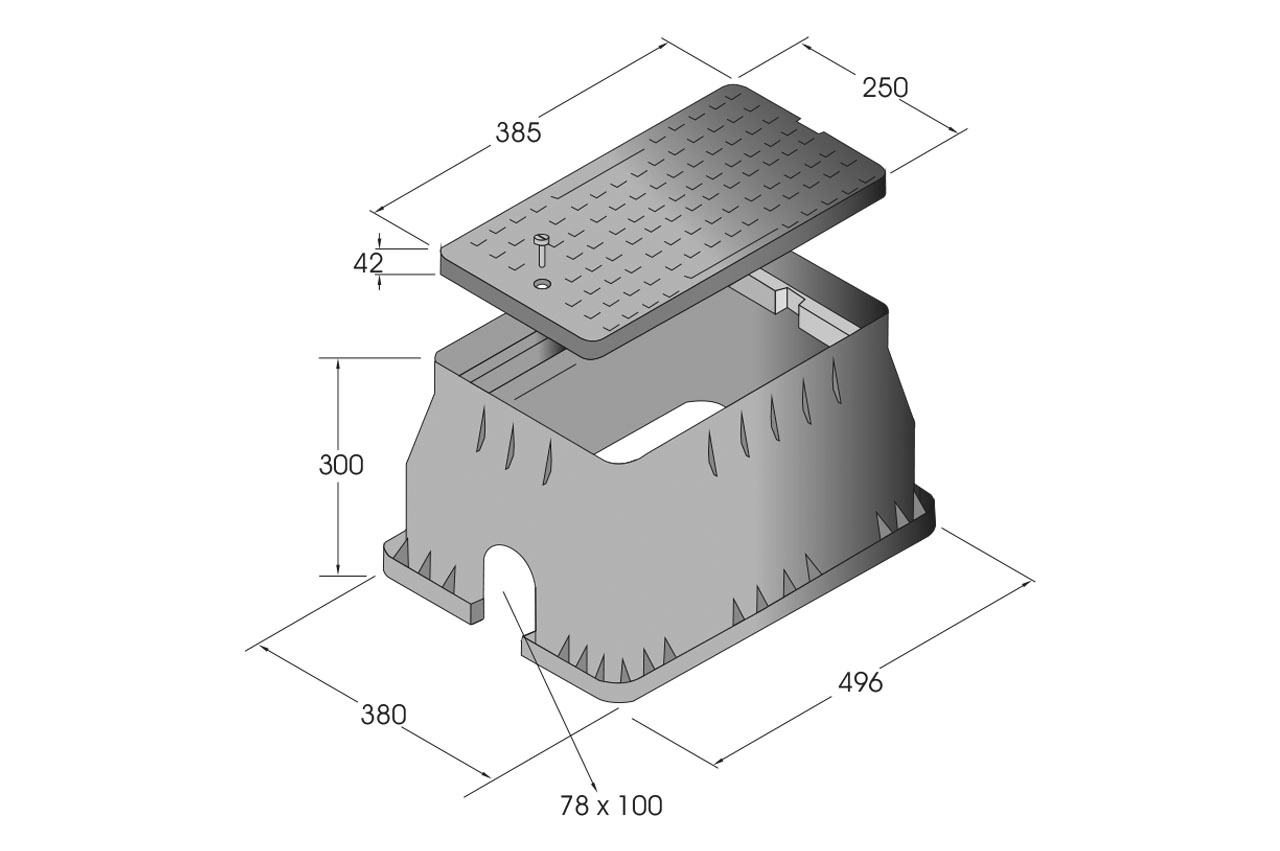 Maße Ventilbox STANDARD, rechteckig