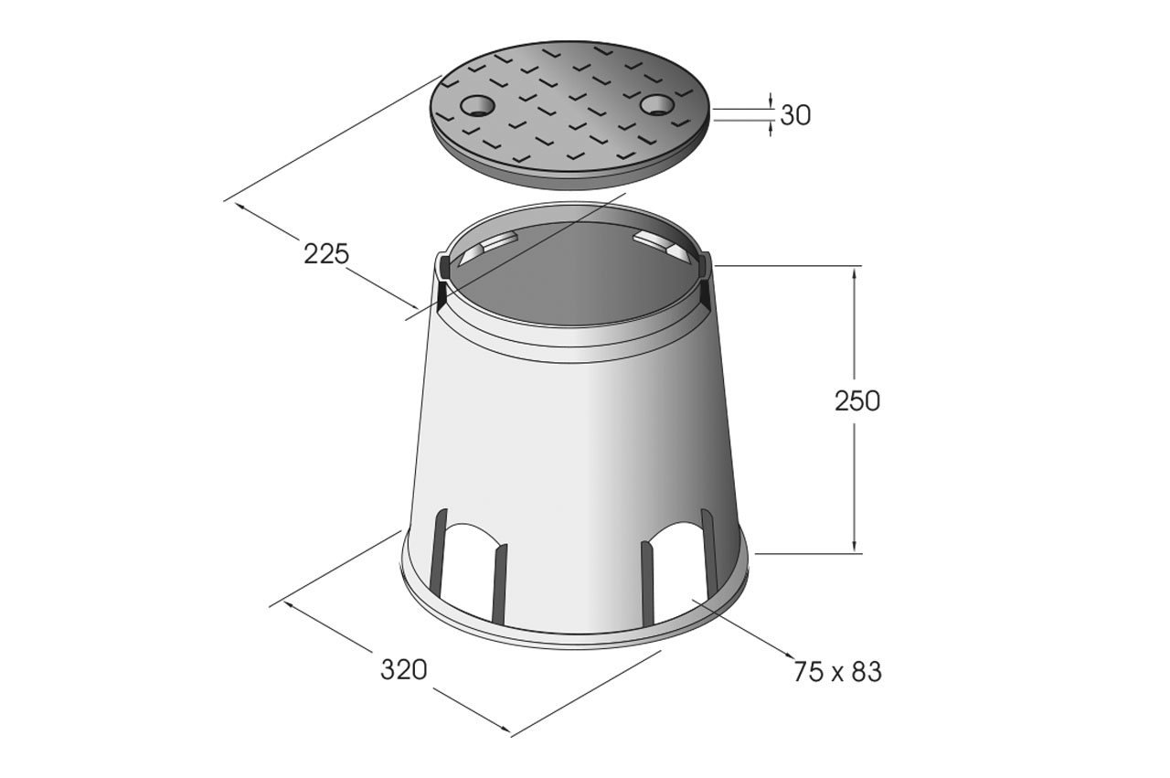 Maße Ventilbox LARGE, rund