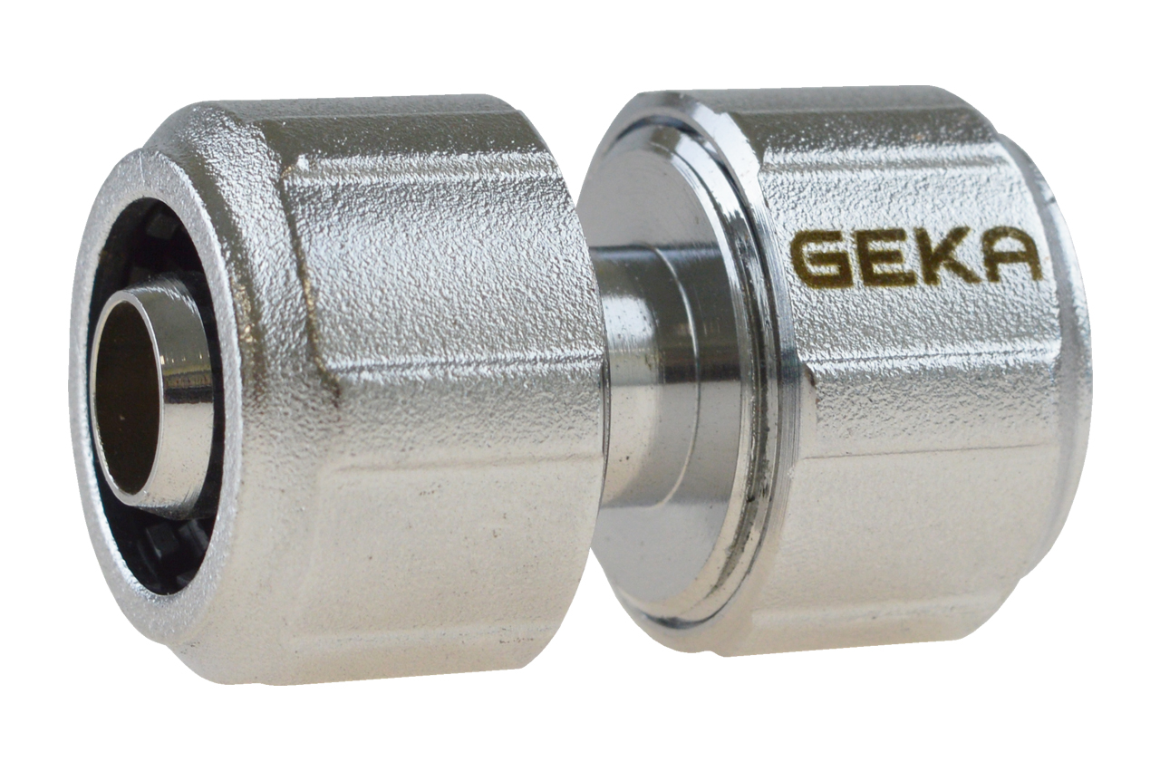 GEKA® plus Schlauchverbinder Reparator, Messing verchromt,13 mm, 1/2"