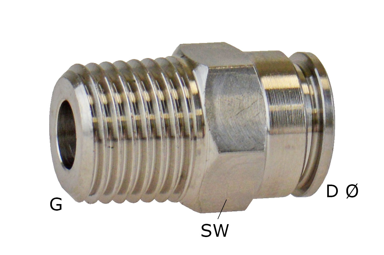 Steckverschraubung mit Außengewinde, Edelstahl