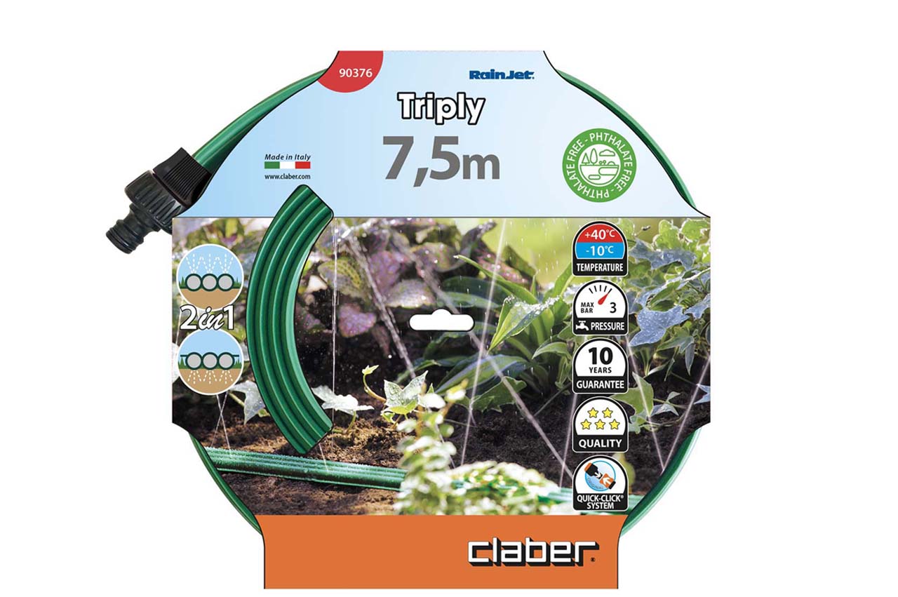 Claber Triply Schlauchregner Sprühschlauch, 7,5 m