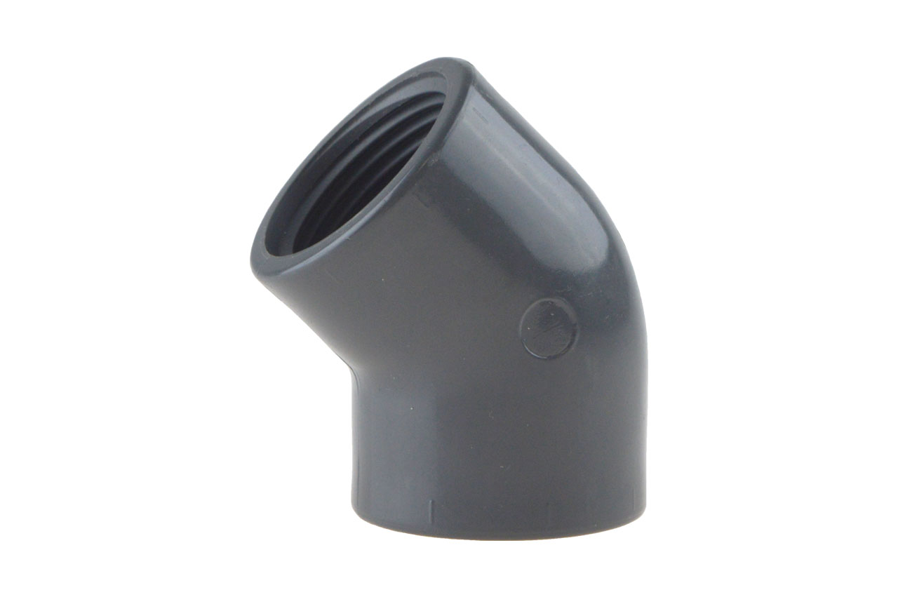Winkel 45° mit Innengewinde, PVC-U