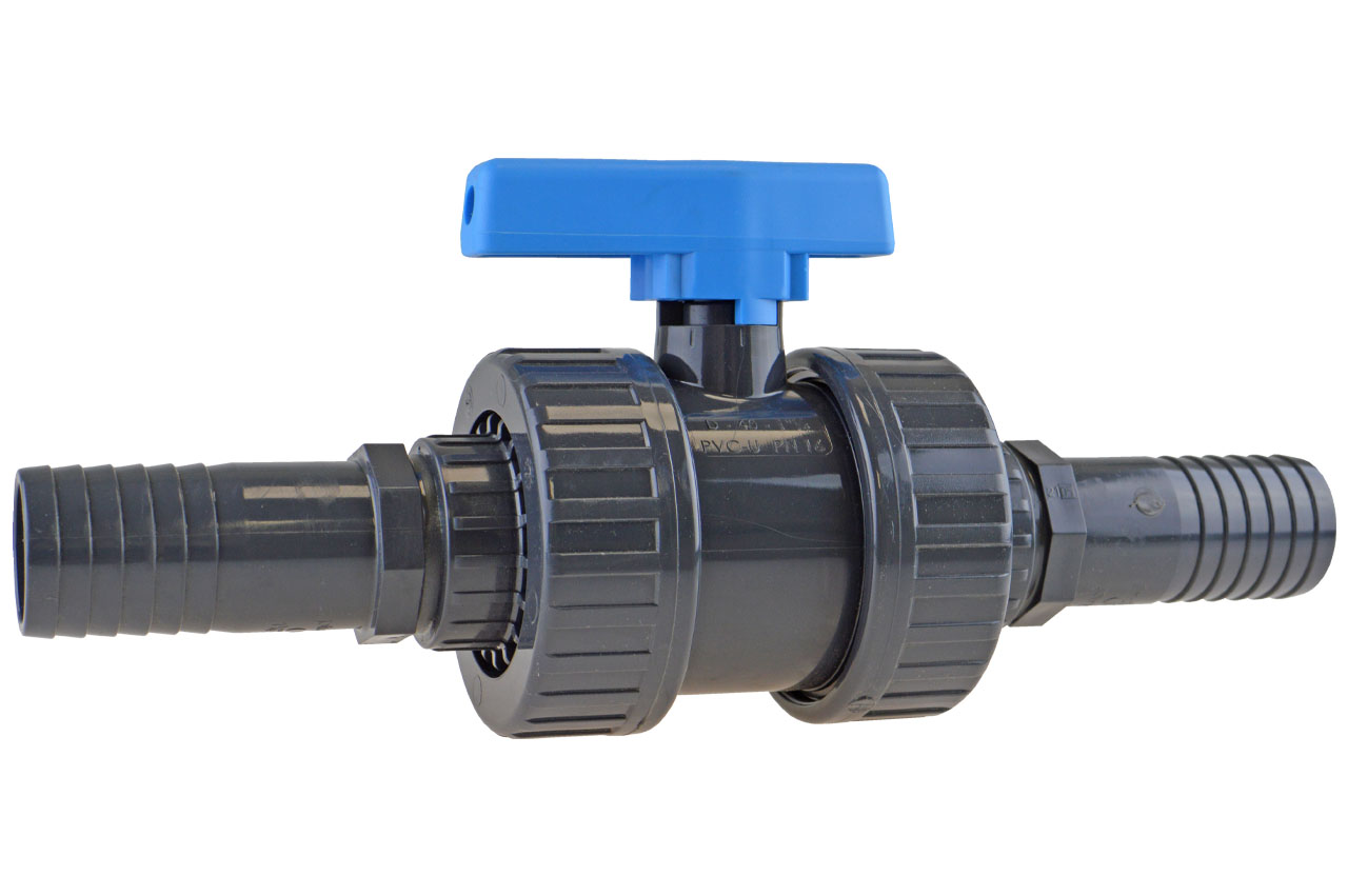 Kugelhahn mit Schlauchtüllen, PVC-U