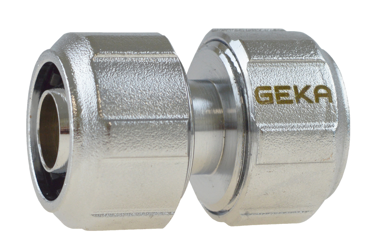 GEKA® plus Schlauchverbinder Reparator, Messing verchromt,15 mm, 5/8"