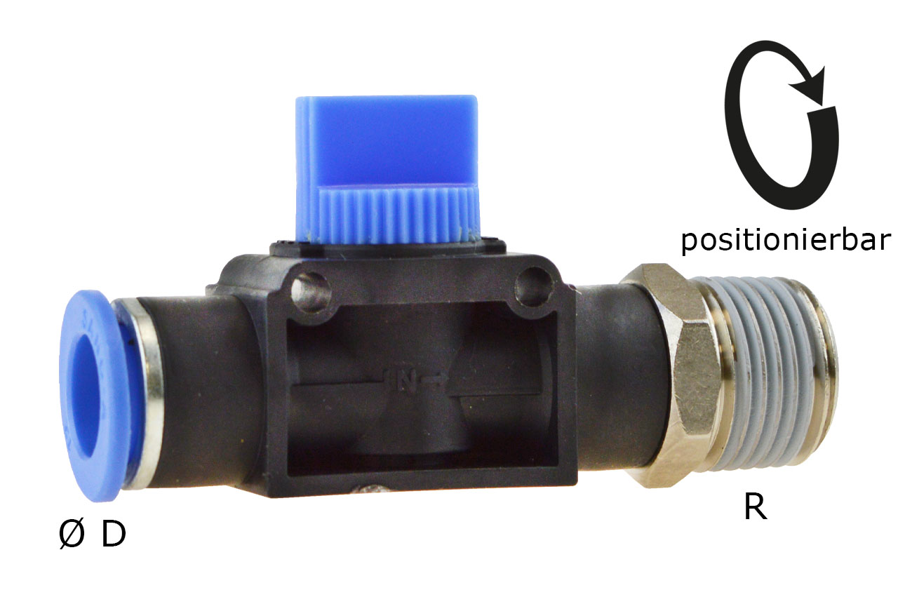 3/2-Wege Absperrventil mit Außengewinde und Steckanschluss, Standard