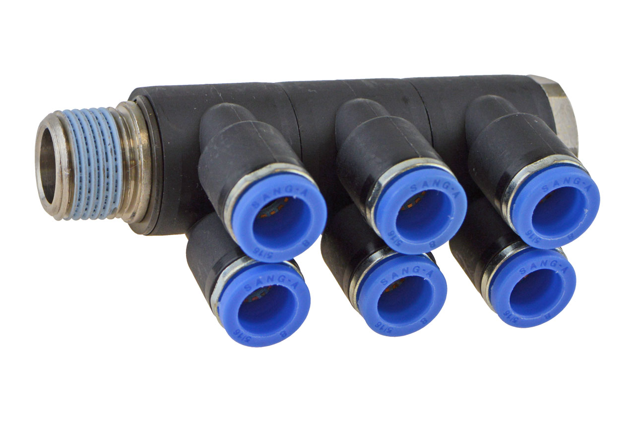 Mehrfachverteiler 6-fach mit Außengewinde, Standard