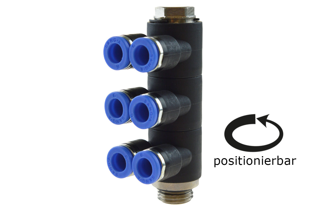 Mehrfachverteiler 6-fach mit zylindrischem Außengewinde, Standard