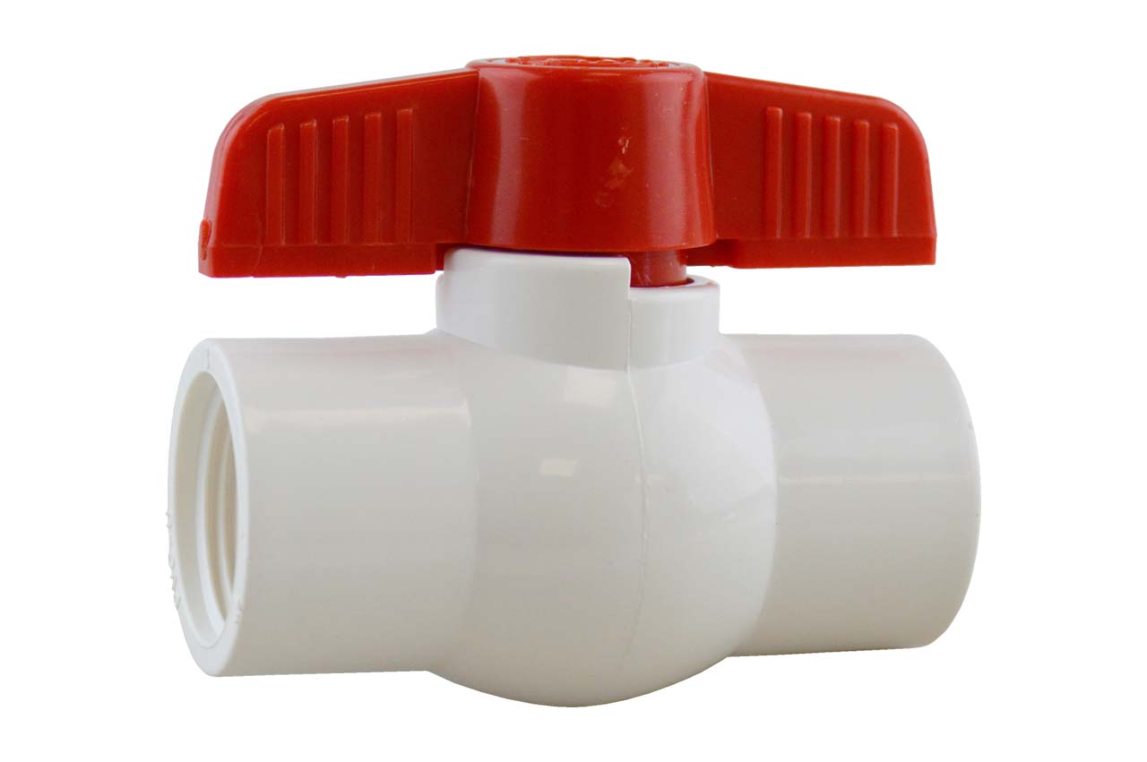 PVC-Kugelhahn mit Innengewinde, weiß