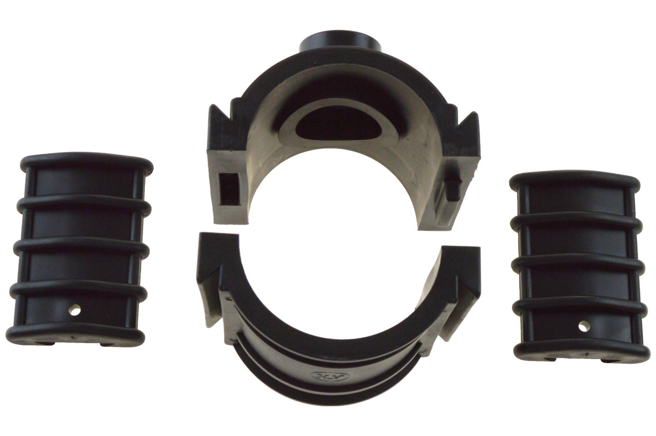 Anbohrschelle 63 mm mit 1/2" Innengewinde, Klemmleisten, PP