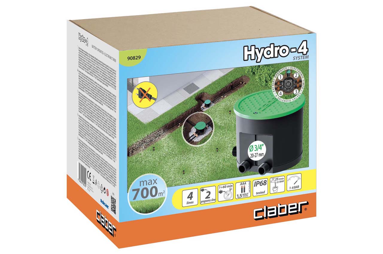 Claber Hydro-4 Ventilkasten mit Batteriesteuerung - Verpackung