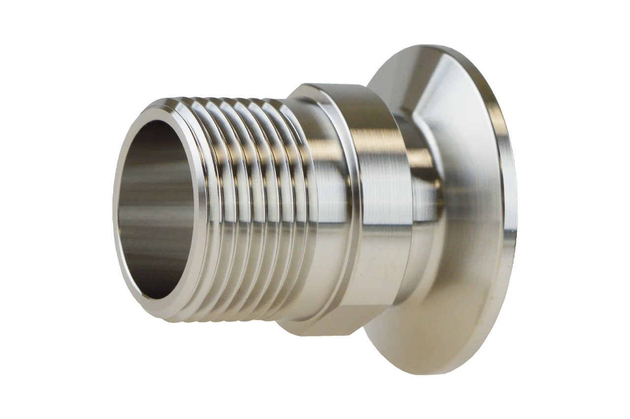 Übergangsstück Clamp Kupplung auf Außengewinde, Edelstahl, DIN 32676