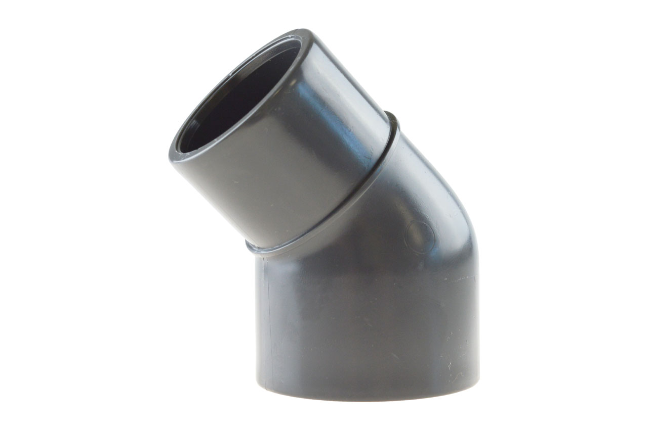 Winkel 45° reduziert mit Klebemuffen, PVC-U