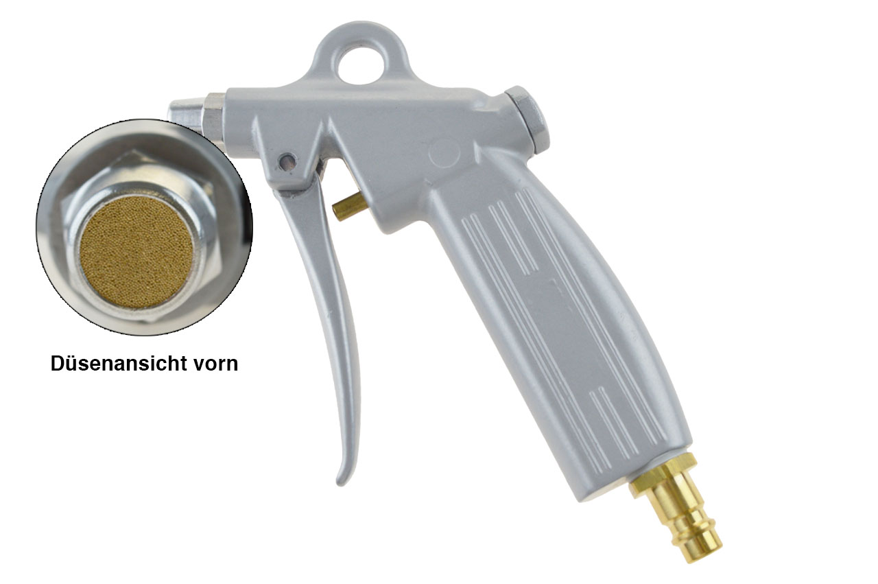 Ausblaspistole mit Lärmschutzdüse, Aluminium - Düsenansicht vorne