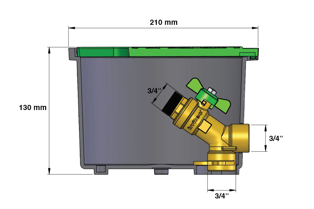 Maße Ventilbox mit Kugelhahn