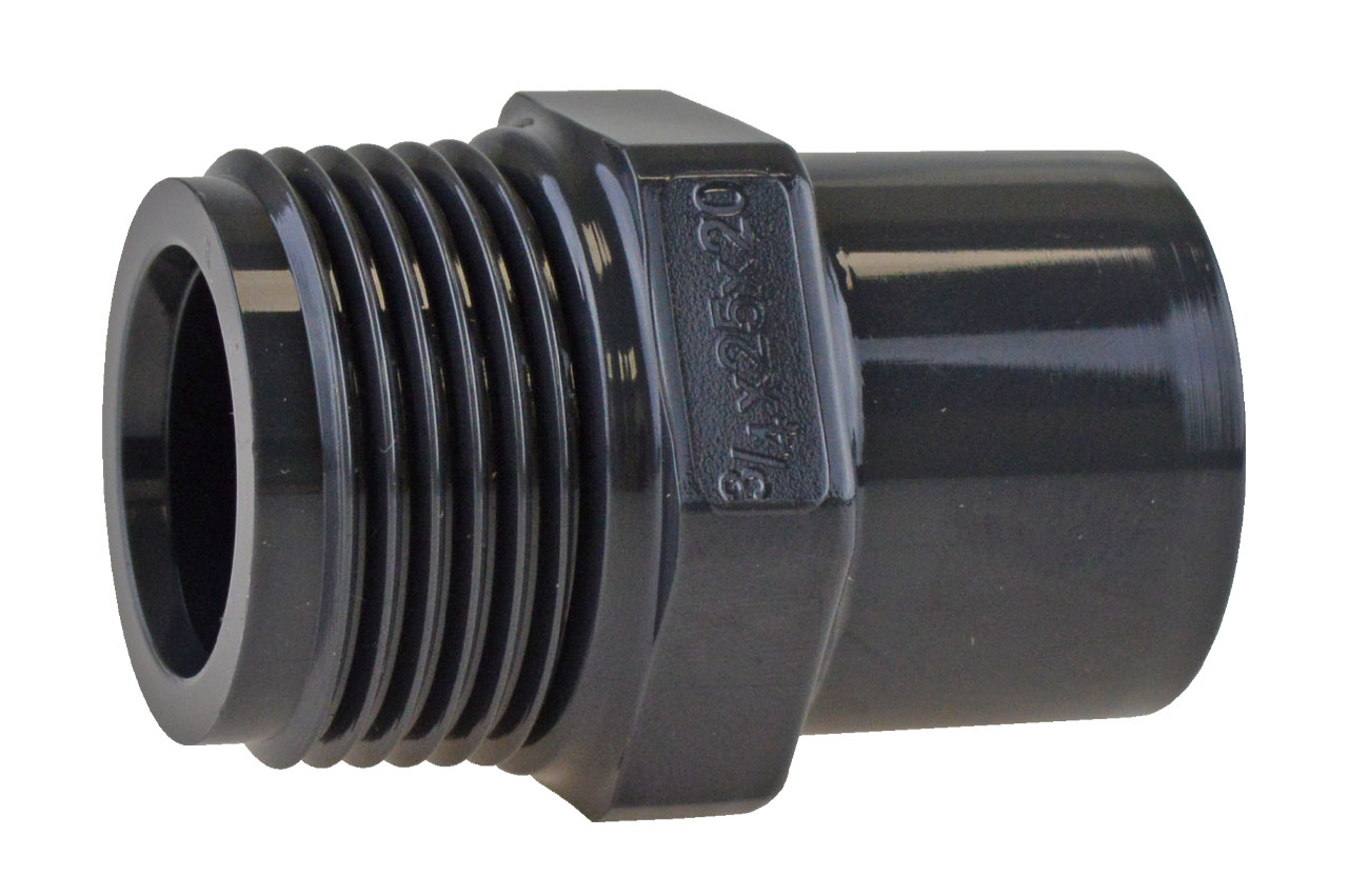 Übergangsnippel mit Klebemuffe / Stutzen und Außengewinde, PVC-U