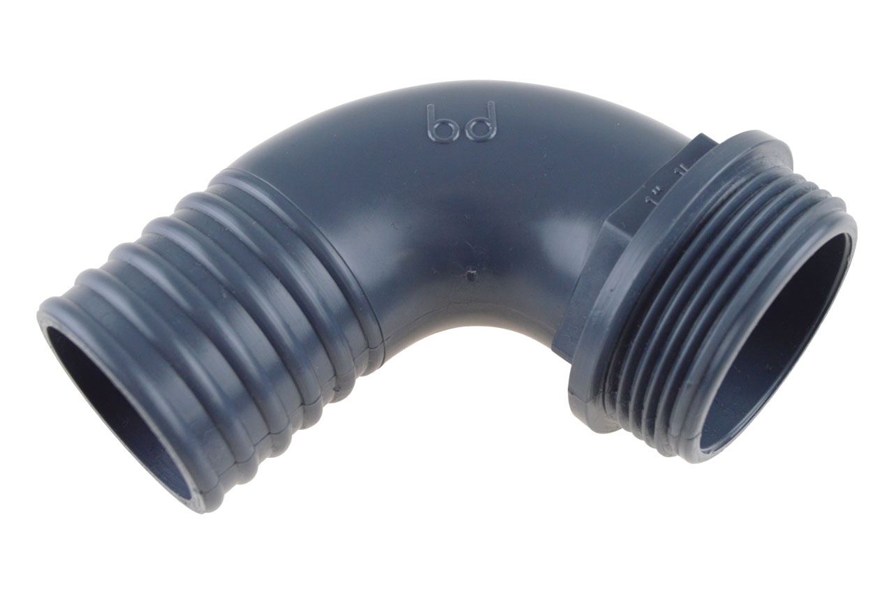 Schlauchtülle 90° mit Außengewinde aus Polypropylen