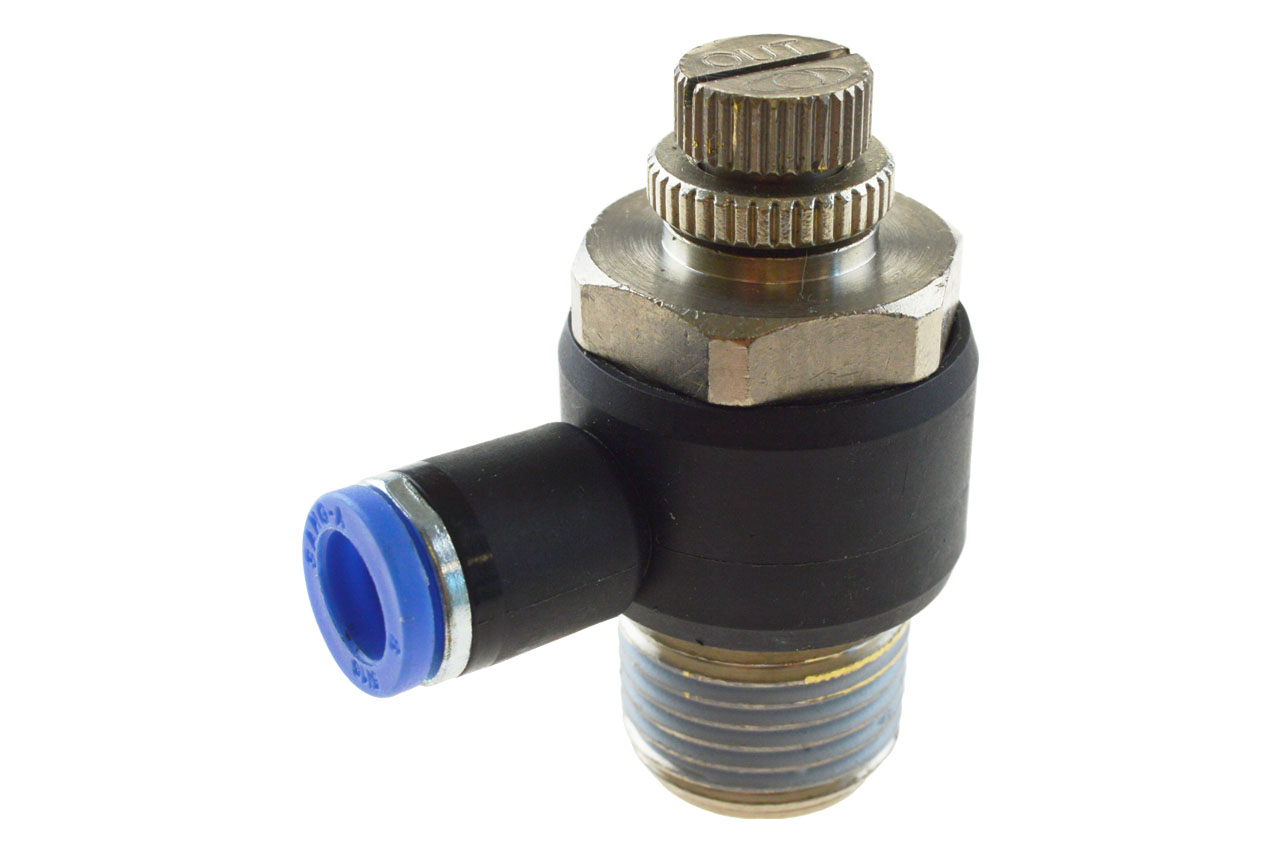 Winkel-Drosselrückschlagventil mit Außengewinde und Steckanschluss, Standard