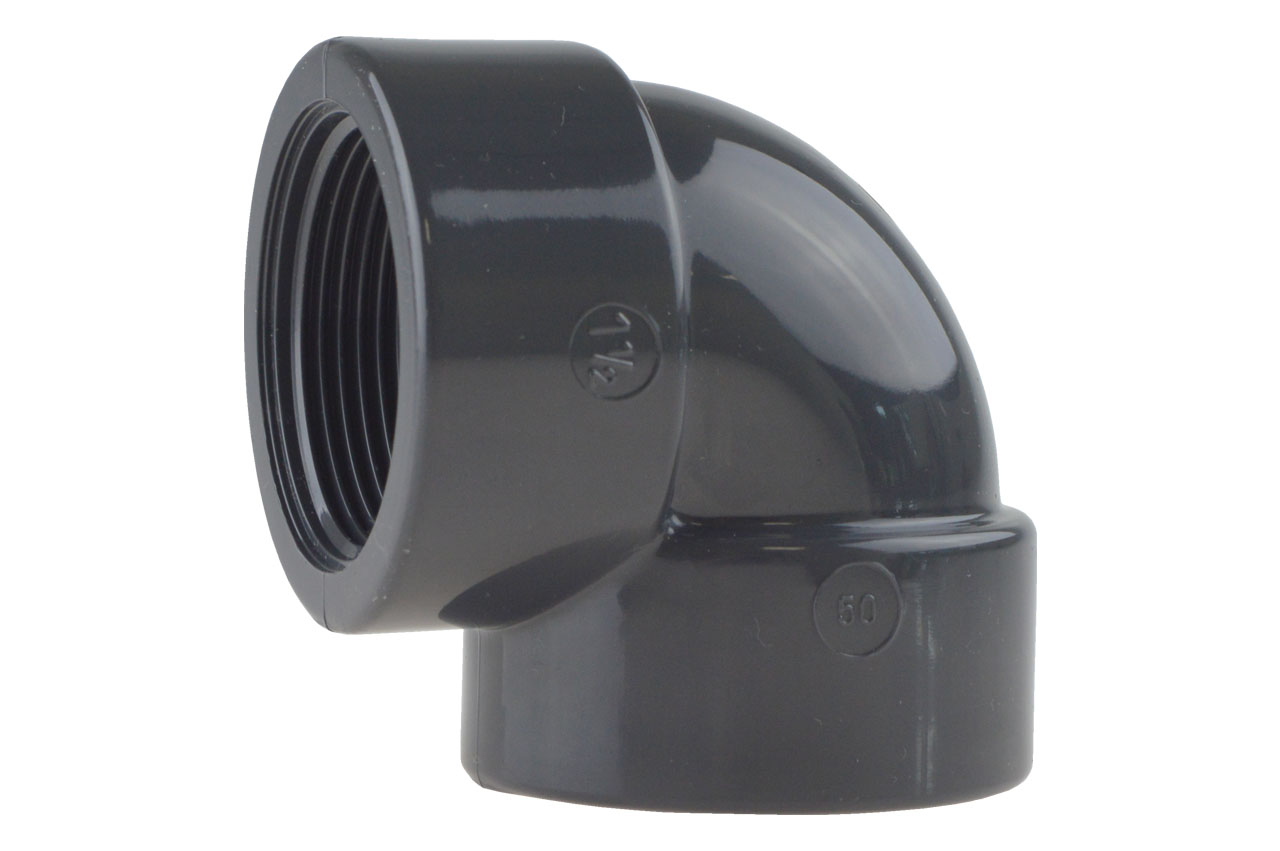 Winkel 90° mit Klebemuffe und Innengewinde, PVC-U