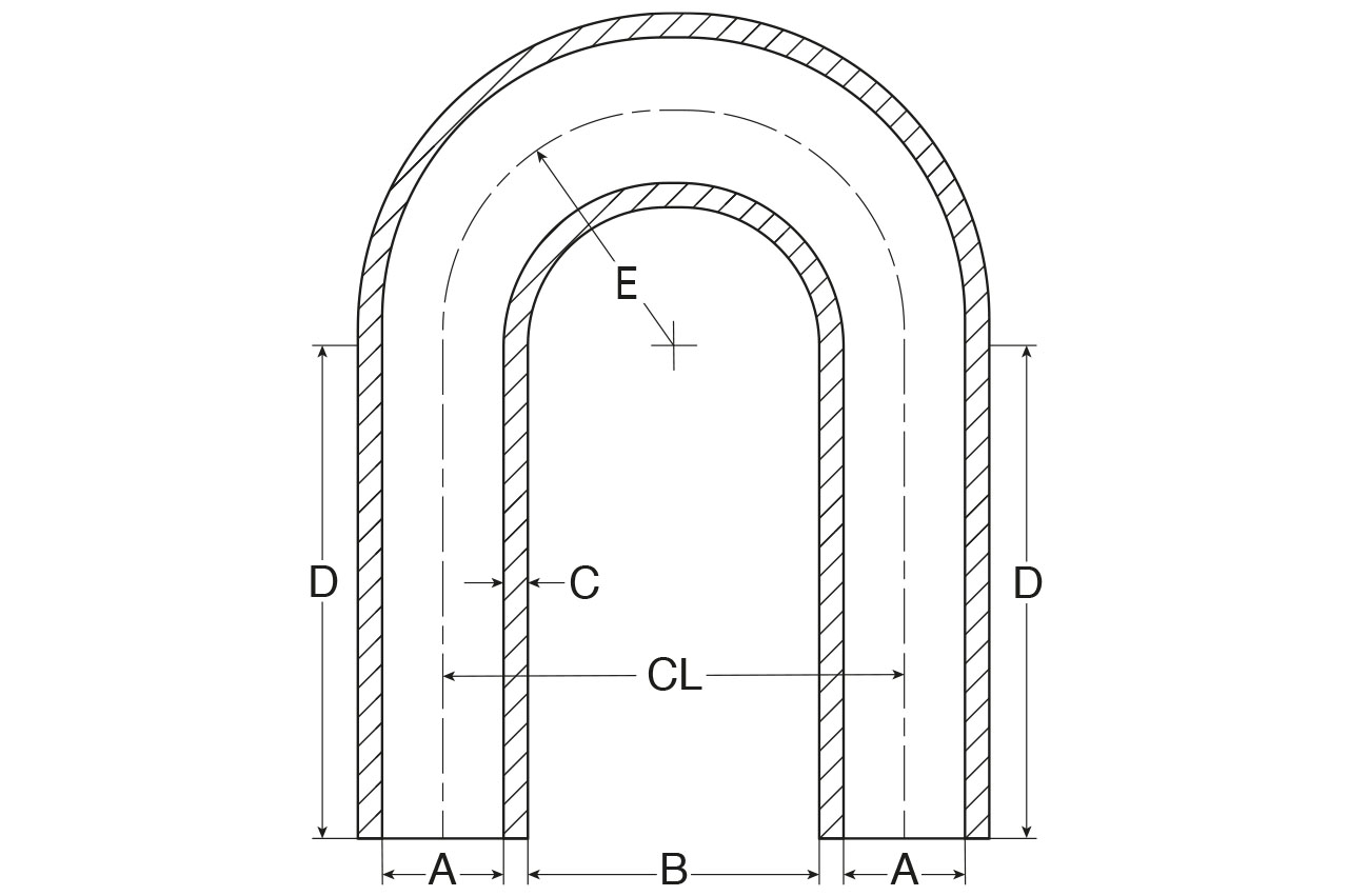 Kühlerschlauch Krümmer 180° aus Silikon / bis +180°C - Grafik