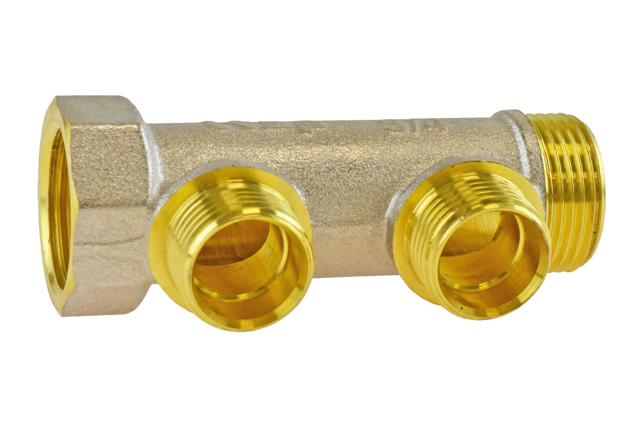 Verteilerrohr mit Innen- und Außengewinde, PN 10, Messing