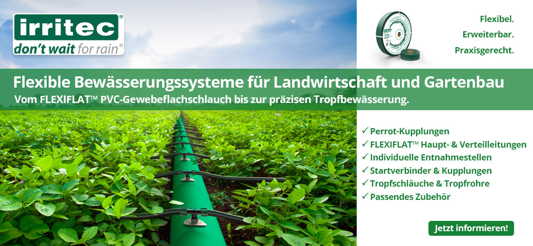 Flexible Bewässerungssysteme mit FLEXIFLAT™ Gewebeflachschläuchen für Landwirtschaft und Gartenbau