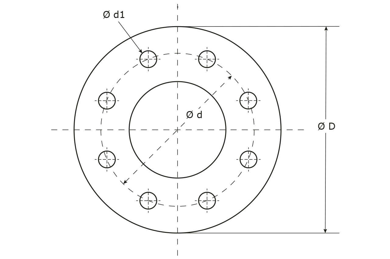 Übergangsstück System Storz auf DIN-Flansch, Aluminium geschmiedet - Grafik