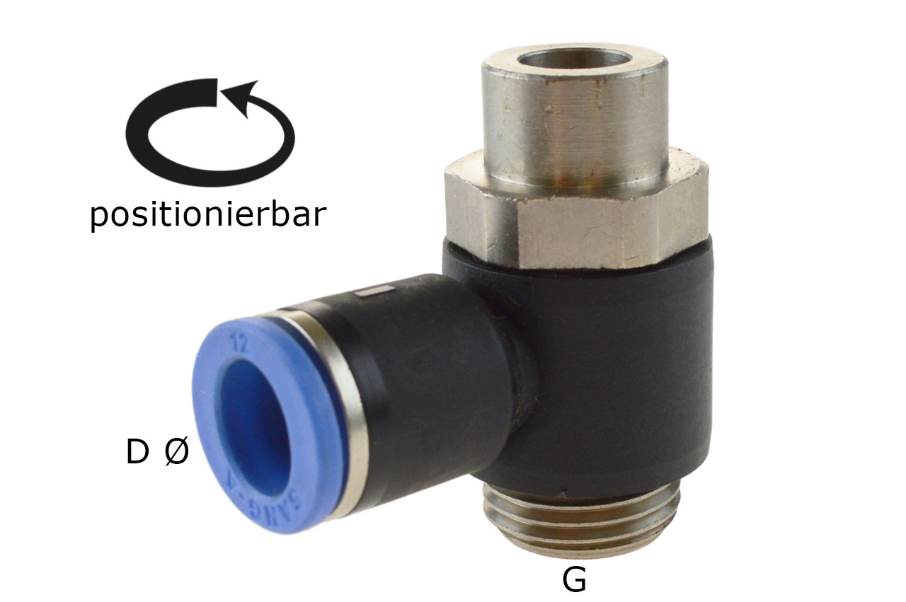 Winkel-Drosselrückschlagventil mit zylindrischem Außengewinde, Standard