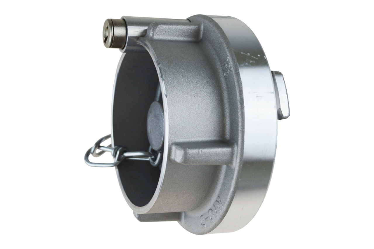 Blindkupplung mit Kette und Schloss, System Storz, Aluminium geschmiedet