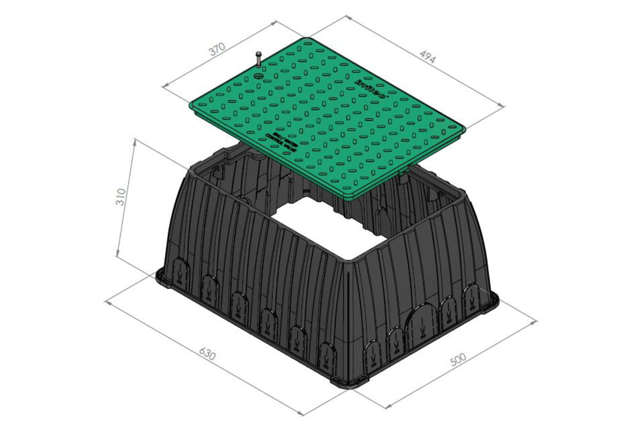 Ventilbox PSZ mit heraustrennbaren Öffnungen - Zeichnung Abmessungen