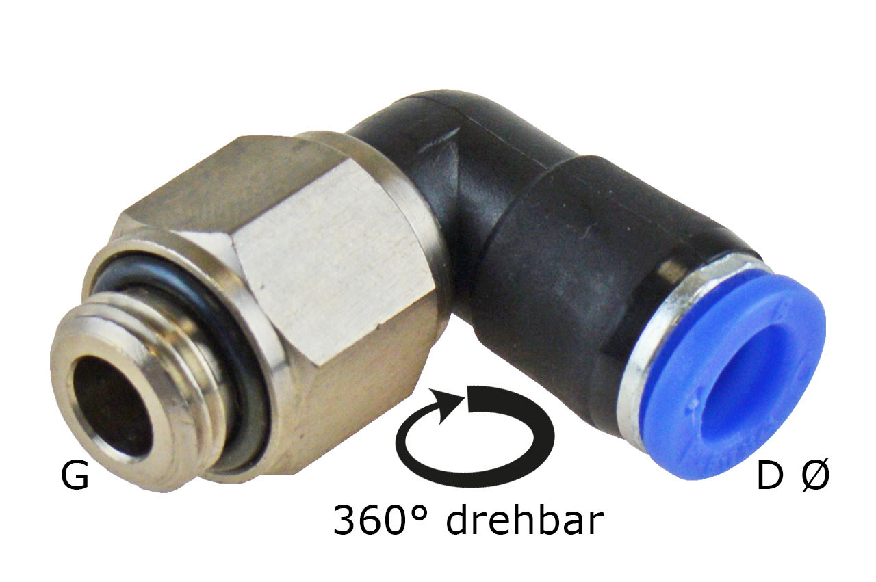 L-Steckverschraubung mit zylindrischem Außengewinde und Kugellager, Standard