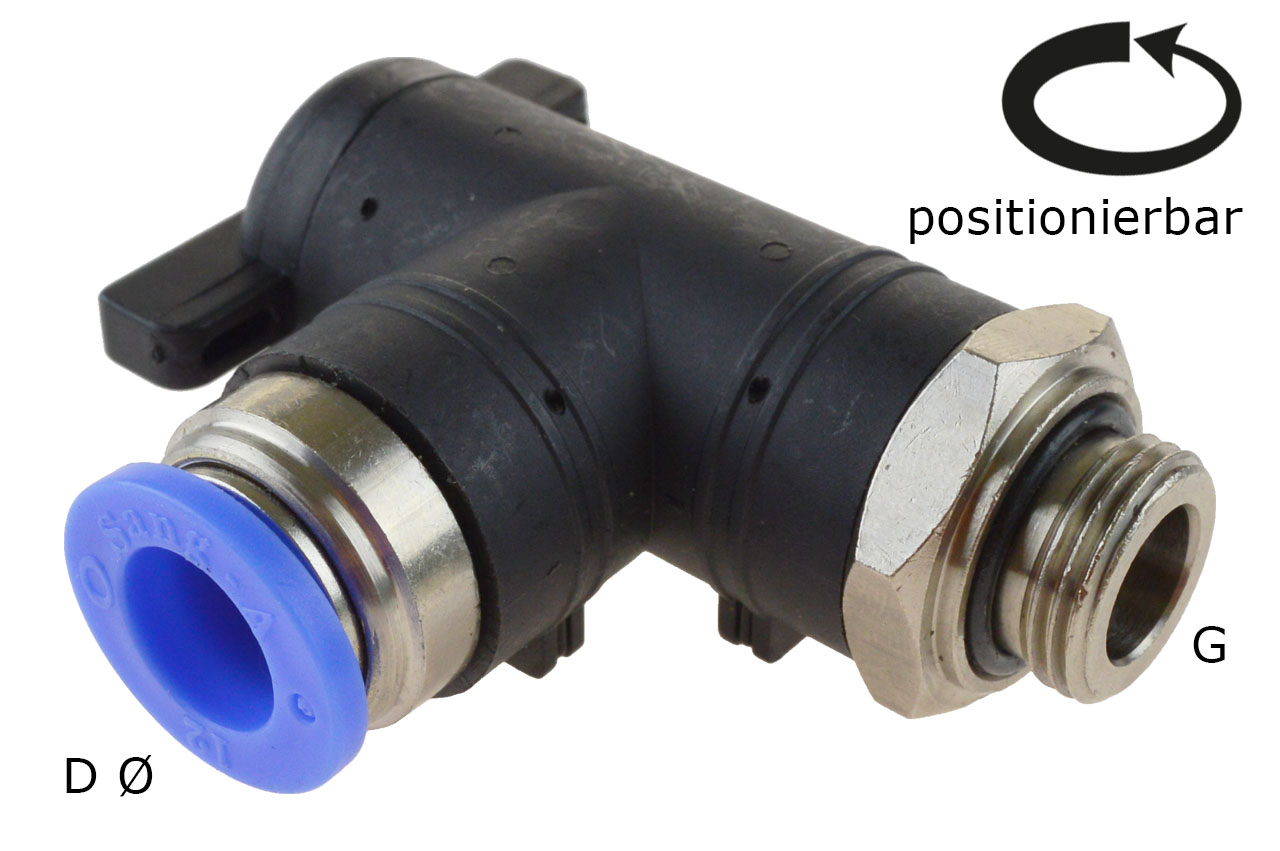Winkel-Absperrhahn mit zylindrischem Außengewinde und Steckanschluss, Standard