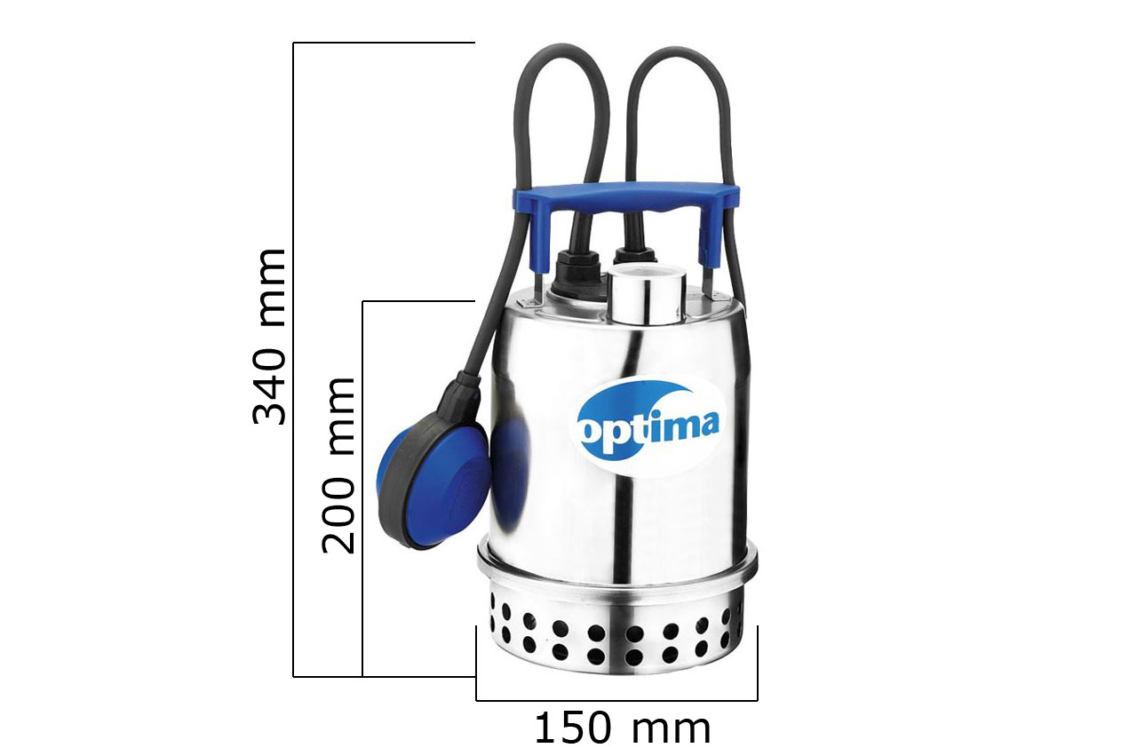 EBARA Tauchmotorpumpe OPTIMA MA, Edelstahl - Abmessungen