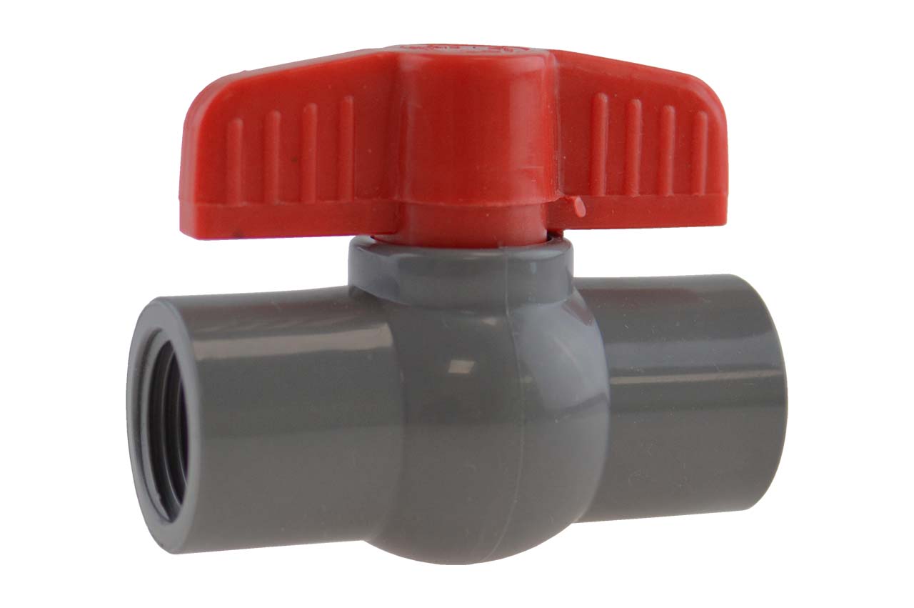 PVC-Kugelhahn mit Innengewinde, grau