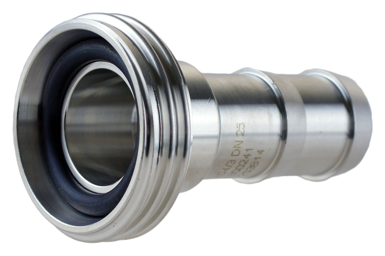 Schlauchgewindestutzen mit gedrehter Tülle, Edelstahl, DIN 11851