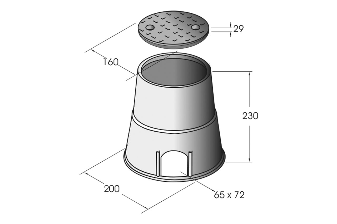 Maße Ventilbox MINI, rund
