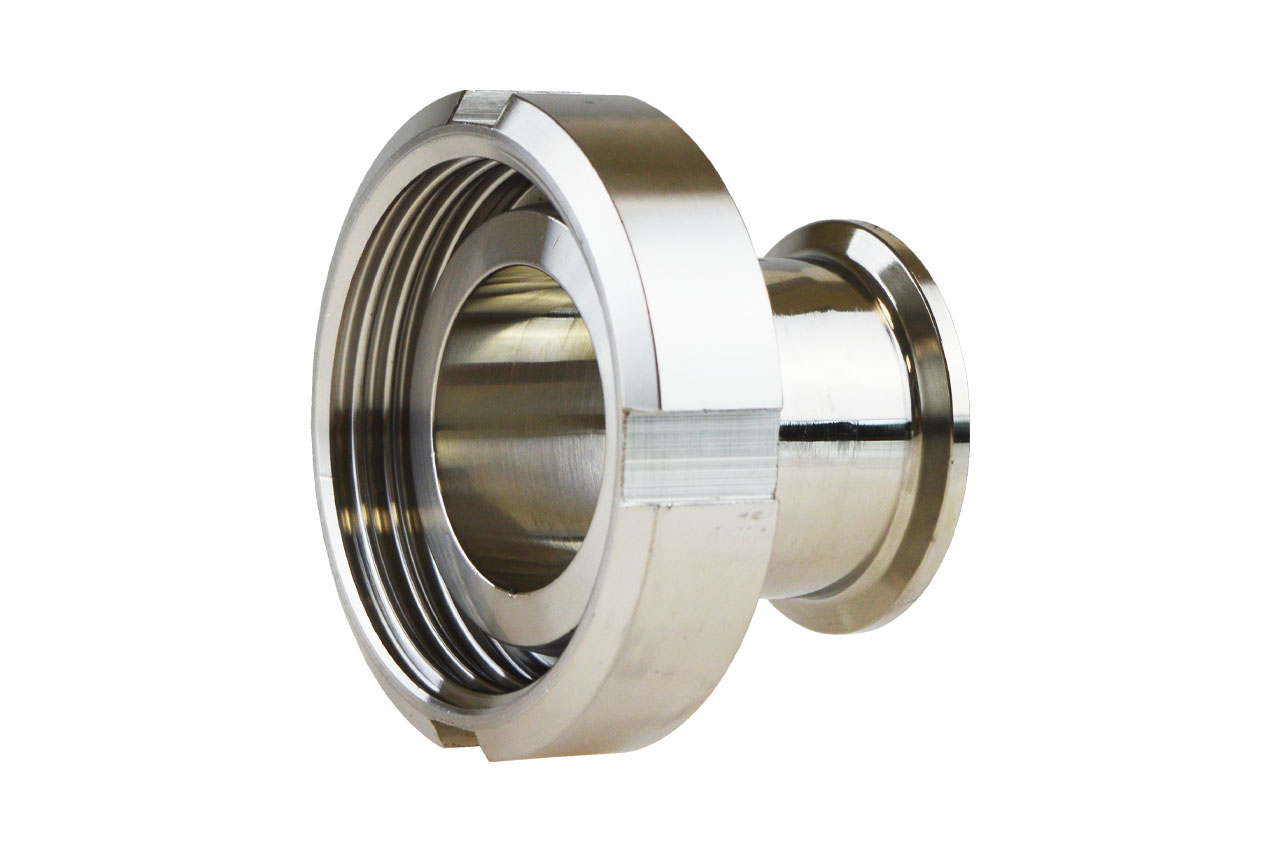 Übergangsstück Kegelstutzen mit Nutmutter auf Clamp Kupplung, Edelstahl