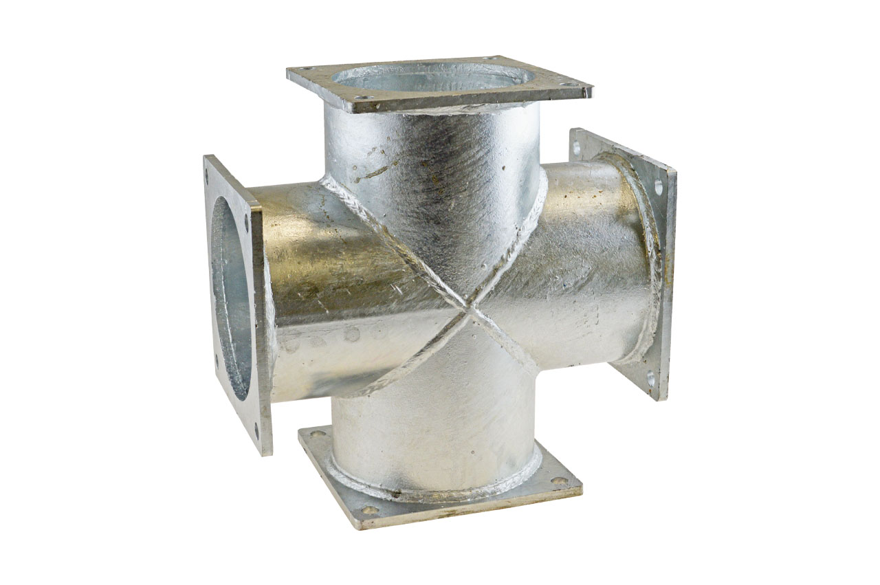 Kreuzstück mit 4 x Flansch, Stahl verzinkt