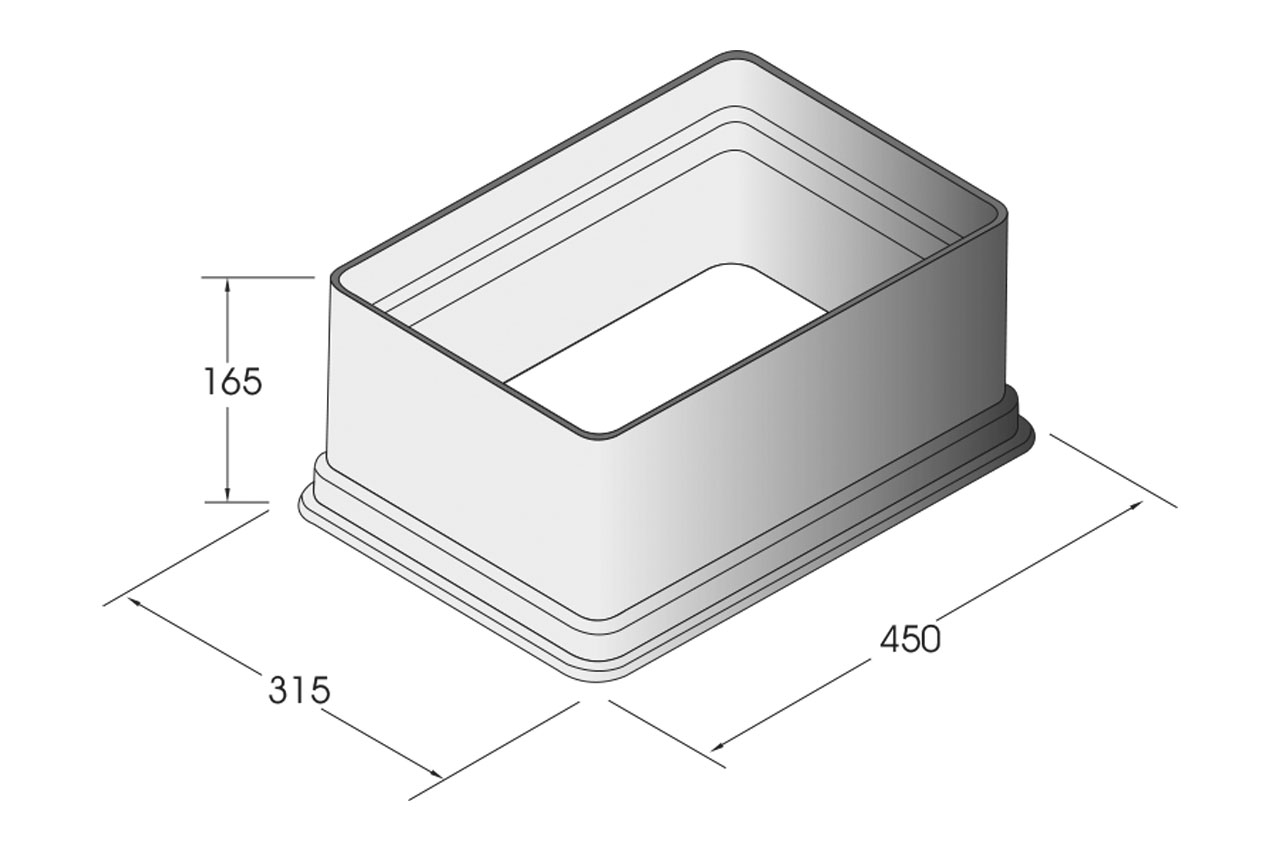 Maße Erhöhung für Ventilbox STANDARD
