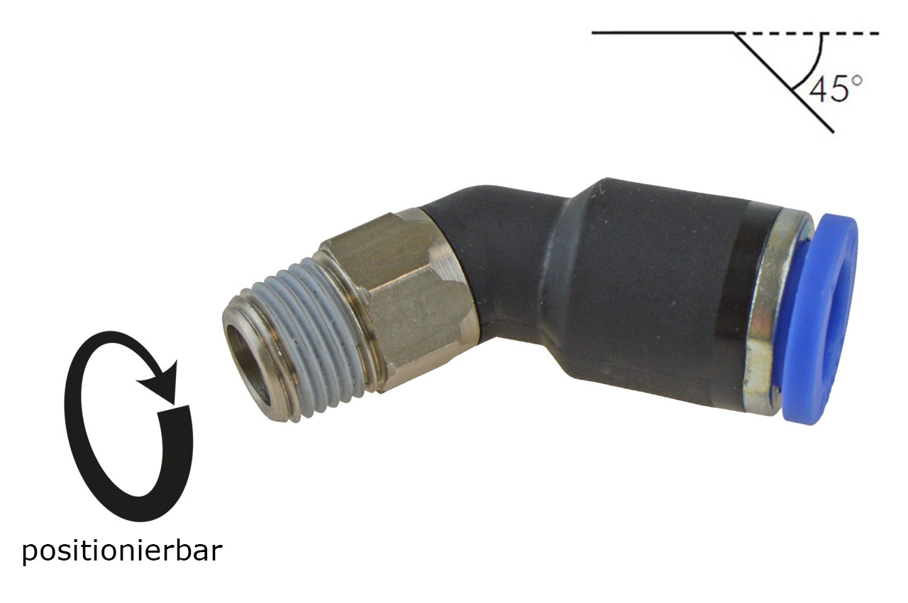 Steckverschraubung 45° mit Außengewinde, Standard