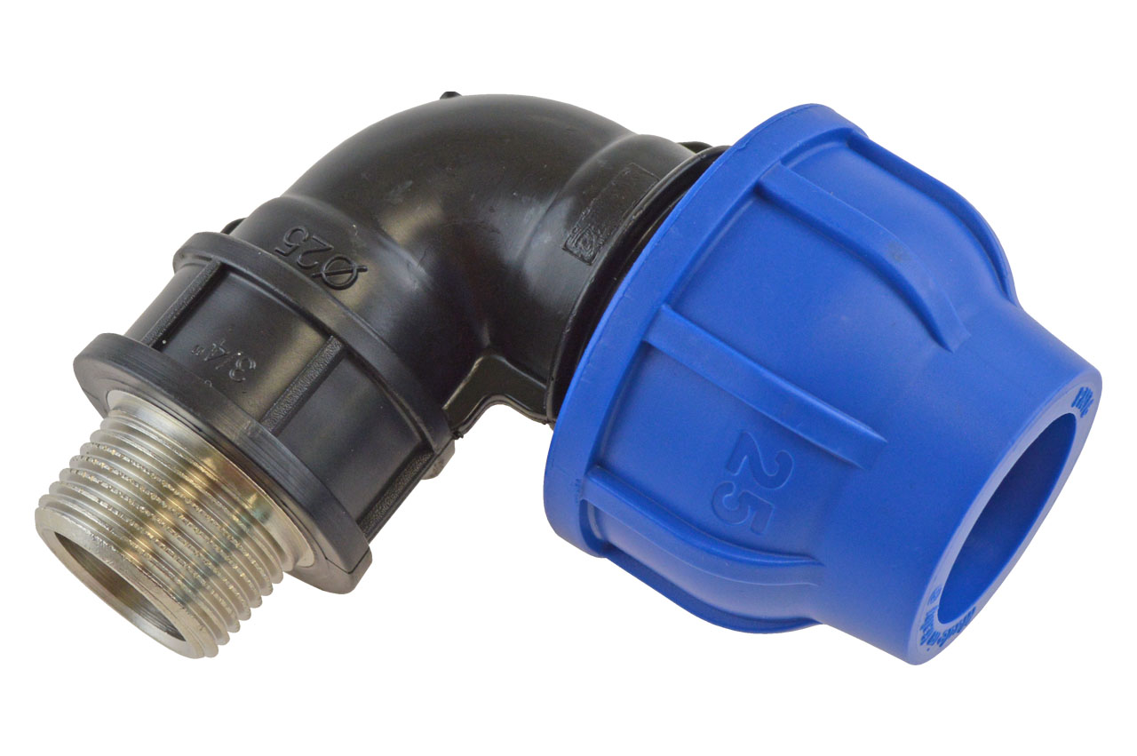 PE Winkel 90° mit Messing-Außengewindeeinsatz, DVGW - Connecto™ + Ultra