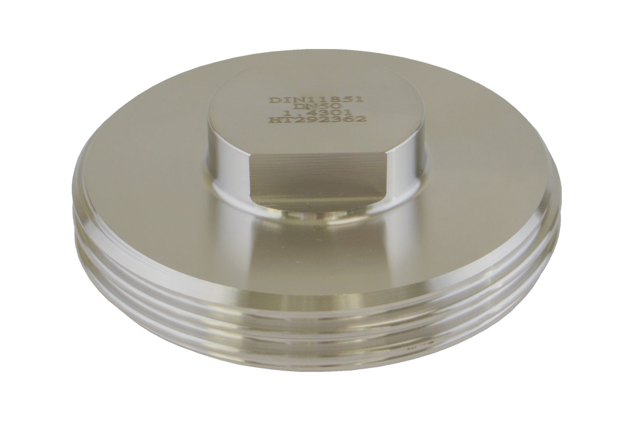 Blindstopfen für Kegelstutzen mit Nutmutter, Edelstahl, DIN 11851
