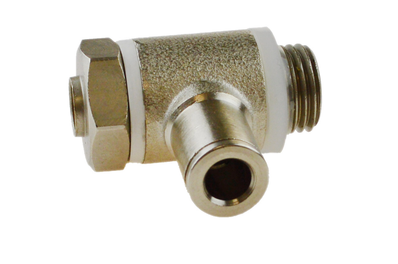 Winkel-Drosselrückschlagventil mit Außengewinde, Messing