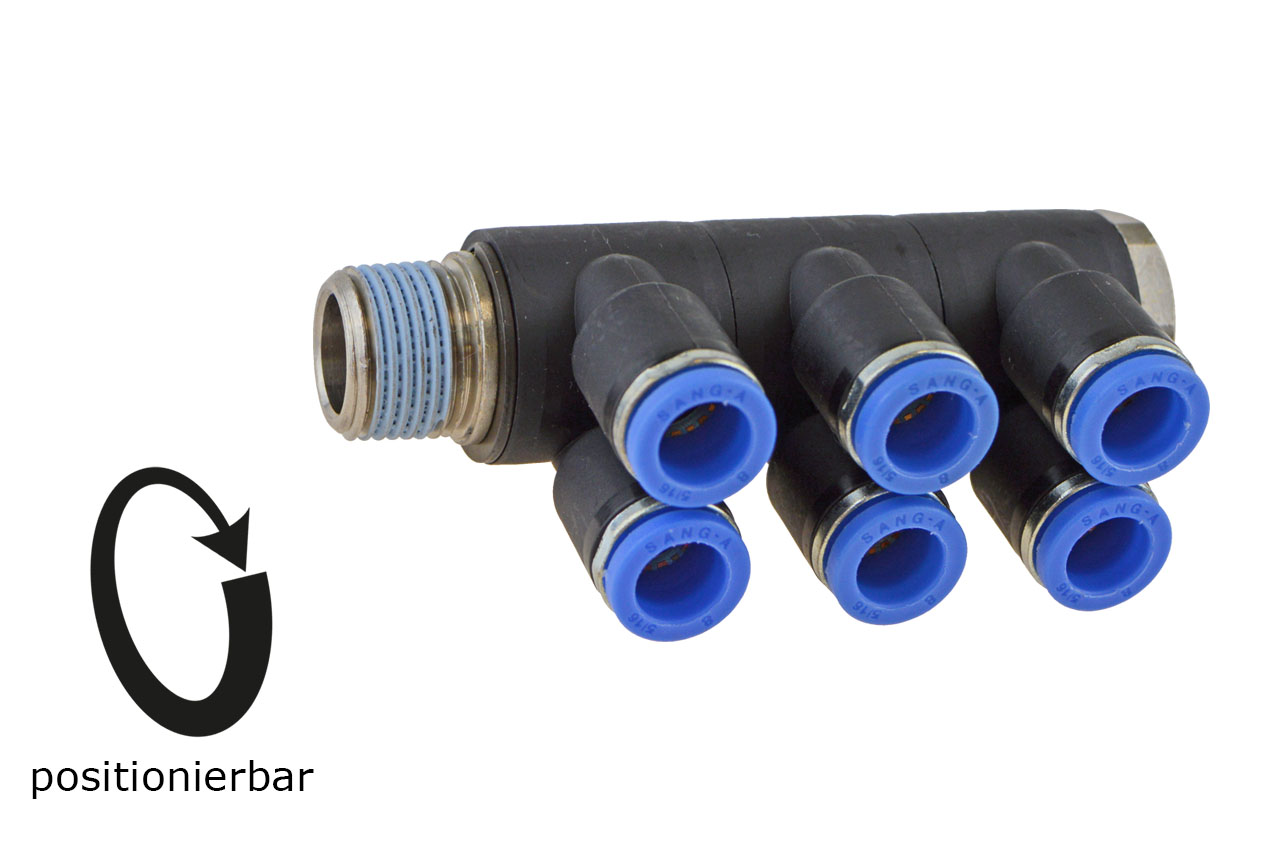 Mehrfachverteiler 6-fach mit Außengewinde, Standard